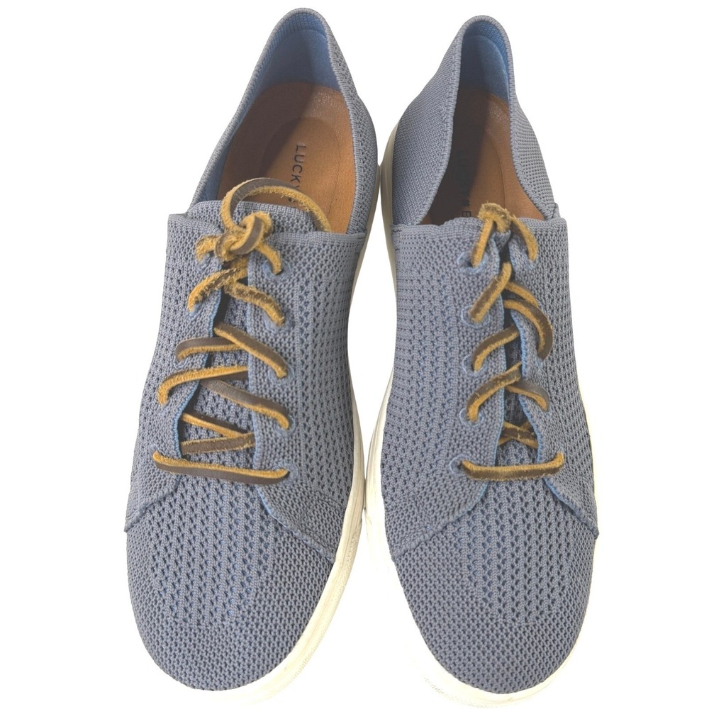 Lucky Brand Knit Lace Up‎ Sneakers Blue Mesh Walking Comfort Shoes Womens 8